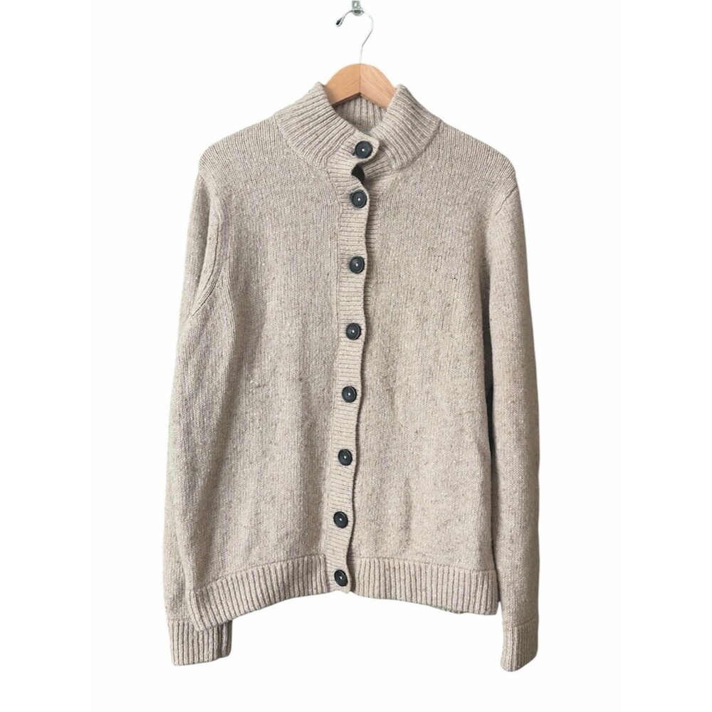 Boden Tan Beige Wool Alpaca Blend Knit Button Down Sweater Sz US 18